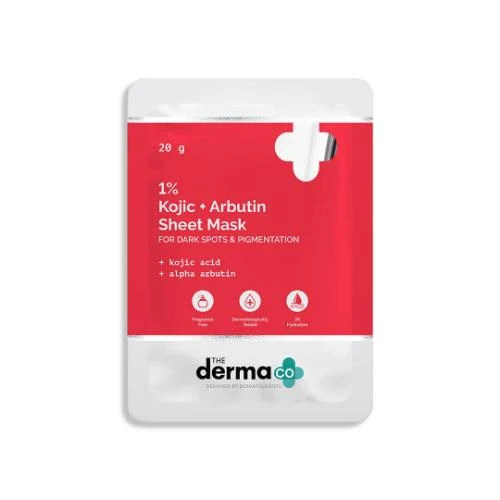 The Derma Co 1% Kojic Acid + Arbutin Face Serum Sheet Mask With Kojic Acid & Alpha Arbutin - 20gm