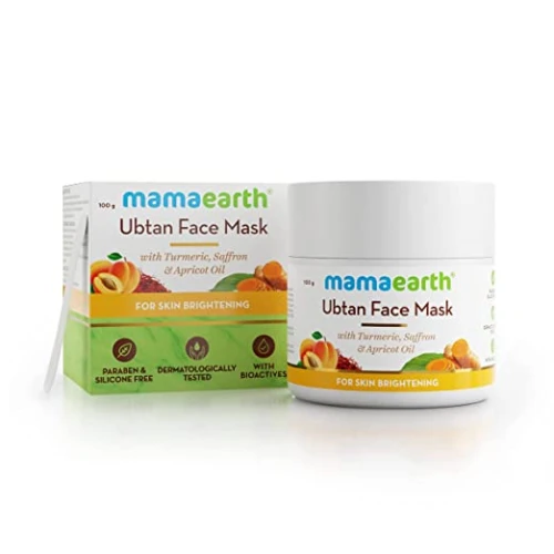 Mamaearth Ubtan Face Pack Mask For Fairness, Tanning & Glowing Skin With Saffron, Turmeric & Apricot Oil, 100 Ml