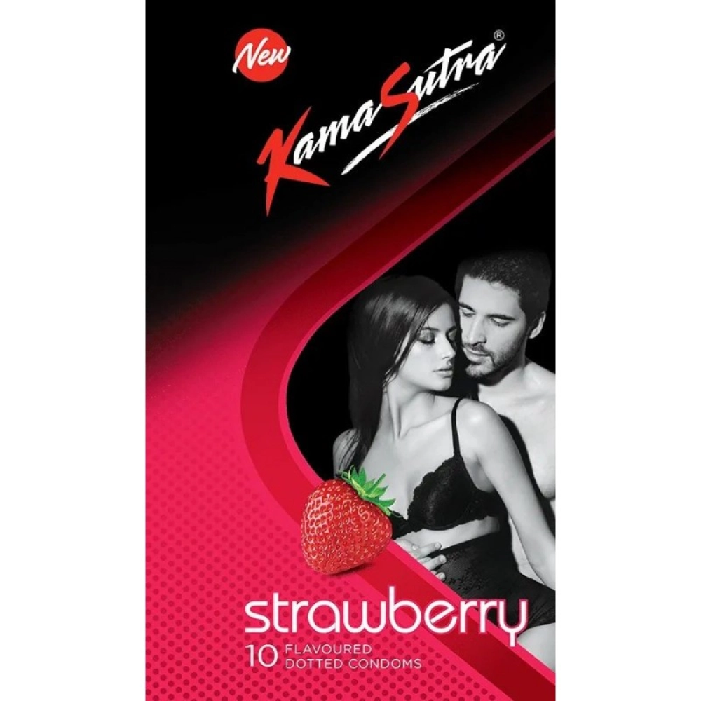 Kamasutra Strawberry Flavoured Condoms (pack Of 10)