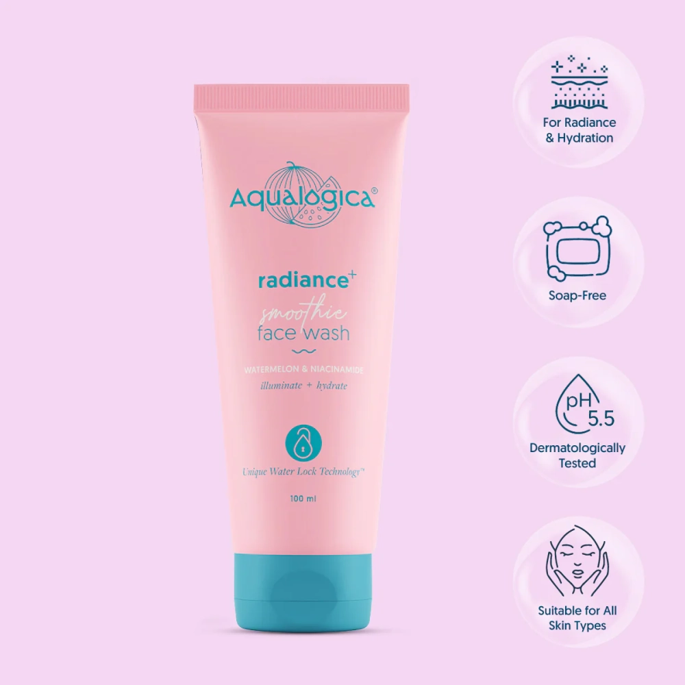 Aqualogica Radiance+ Smoothie Face Wash with Watermelon & Niacinamide for Men & Women -Reduces Dark Spots & Blemishes | For Oily, Dry & Acne Prone Skin -100ml