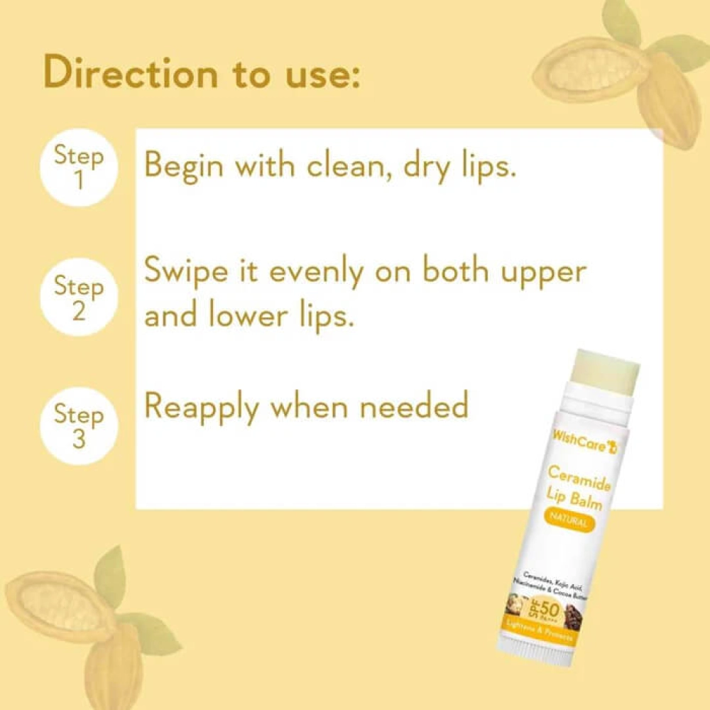 WishCare Ceramide Lip Balm with SPF 50 PA+++ (Untinted) 5ml