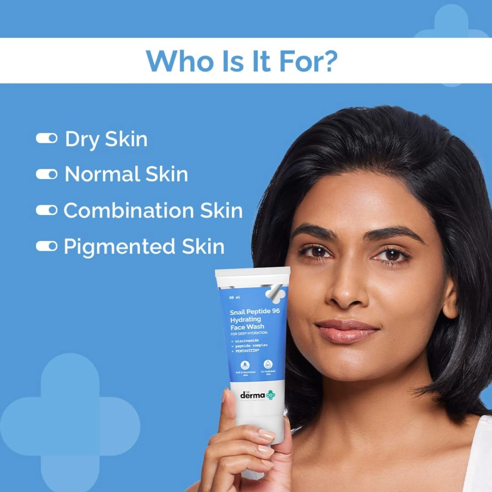 The Derma Co. Snail Peptide 96 Hydrating Face Wash | With Snail Mucin, Niacinamide, Peptide Complex & PENTAVITIN | 2x Hydration With Moisture Lock | Non-Drying Korean Gel Cleanser | Soap Free With Balanced PH - 80ml