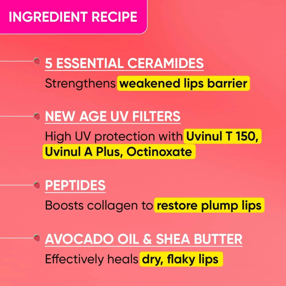 Dot & Key Ceramide & Peptide Barrier Repair Lip Balm Spf 50,Pa+++ | Red Romance | Uva/Uvb Lip Protection | Soft Tinted Lip Moisturizer | Boosts Collagen&Instantly Plumps Lip | Prevents Pigmentation | 10Gm