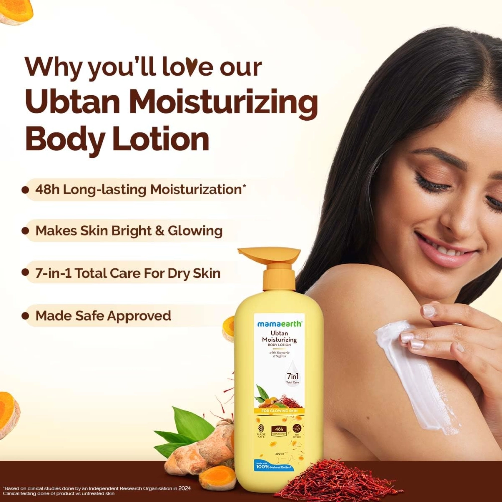 Mamaearth Ubtan Moisturizing Body Lotion with Turmeric & Saffron 400ml