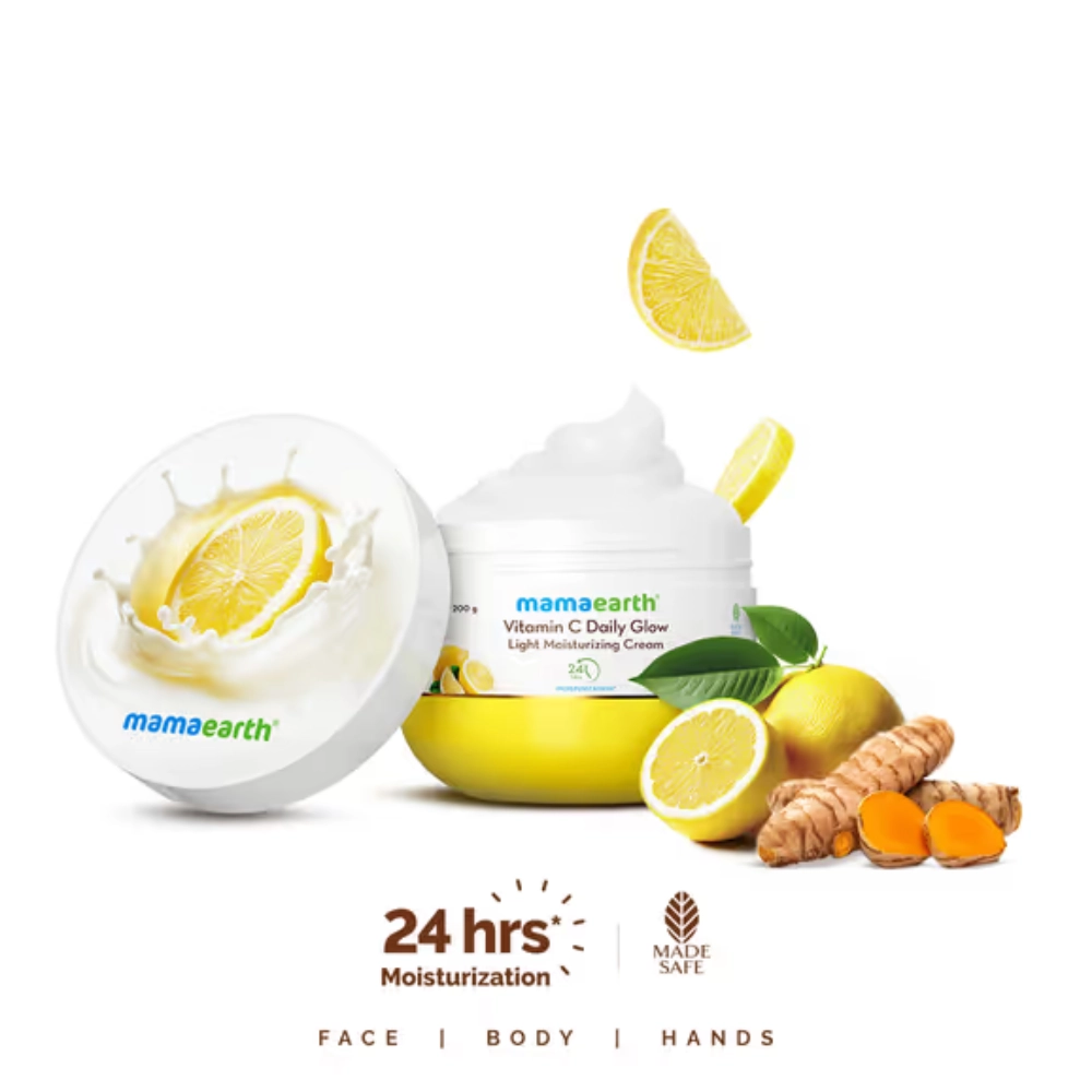 Mamaearth Vitamin C Daily Glow Light Moisturizing Cream with Turmeric & Vitamin C for Skin Brightening - 200 g