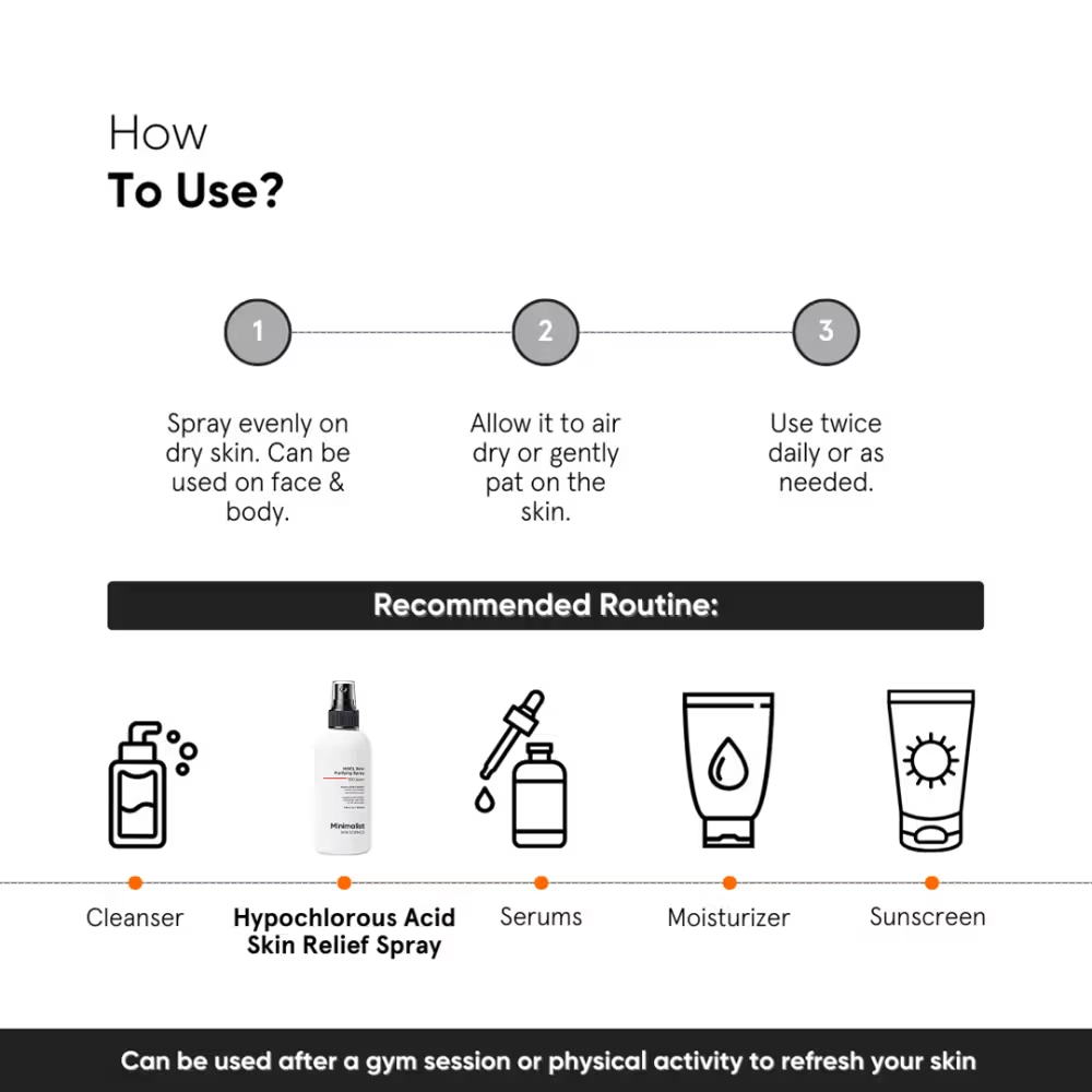 Minimalist HOCL Skin Purifying Spray -150 ppm Face & Body Spray 220ml, supports skin barrier and helps calm skin