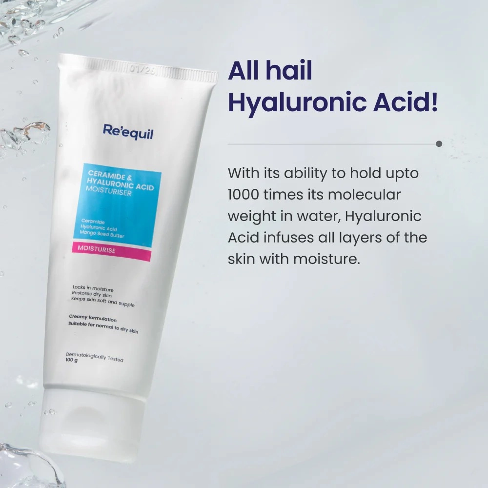 Reequil Ceramide & Hyaluronic Acid Moisturiser For Normal To Dry Skin 100gm