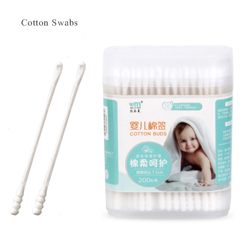 Baby Cotton Buds Swabs Double-ended Sterile, Cotton Swabs, Spiral head Ear and Nose Multifunctional cleaning stick - 200pcs