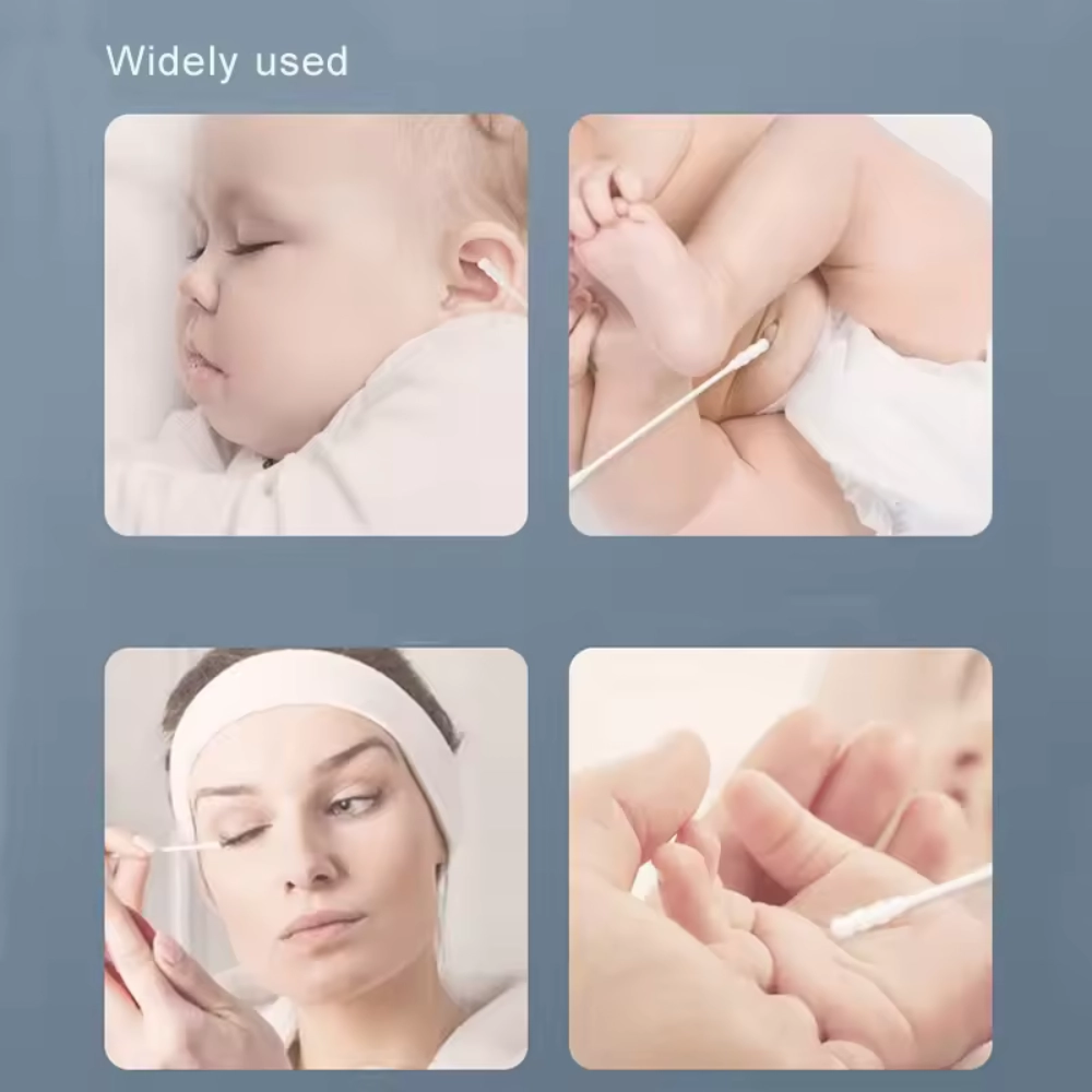 Baby Cotton Buds Swabs Double-ended Sterile, Cotton Swabs, Spiral head Ear and Nose Multifunctional cleaning stick - 200pcs