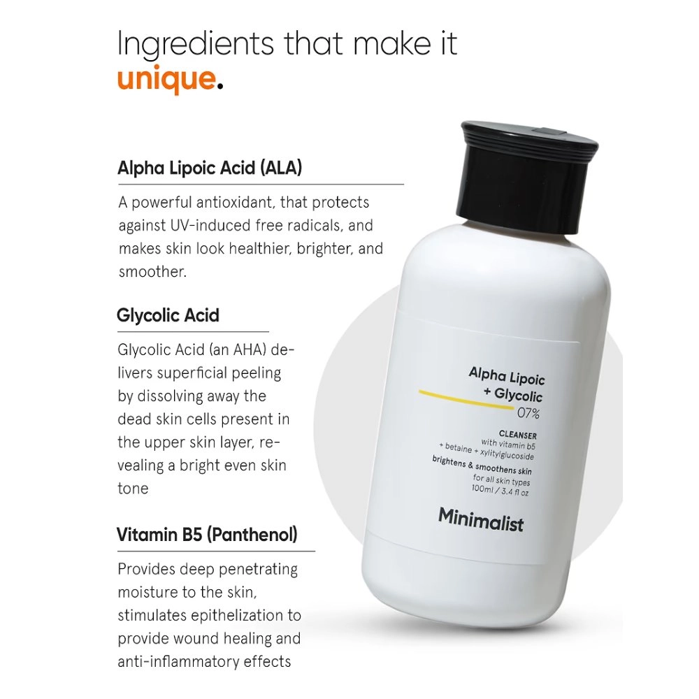 Minimalist Alpha Lipoic + 7% Glycolic Cleanser 100ml