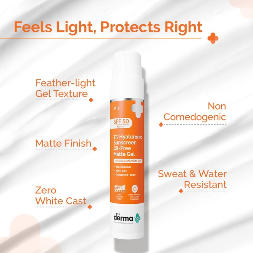 The Derma Co 1% Hyaluronic Sunscreen Oil-Free Matte Gel 50g